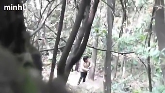 Daddy Drills A Mature Japanese Lady In A Wooden Setting