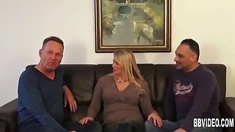 Voluptuous German Matron Handles Dual Manhood