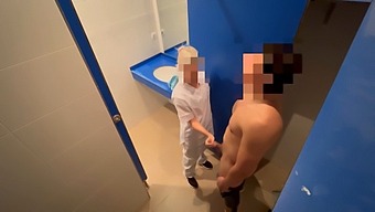 I Sneak Into The Gym And Catch A Cleaning Girl Jerking Off In The Toilet, And She Gives Me A Helping Hand
