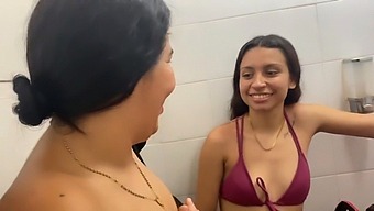 My Girlfriend And Her Sister Engage In Passionate Kissing Before Heading To The Swimming Pool